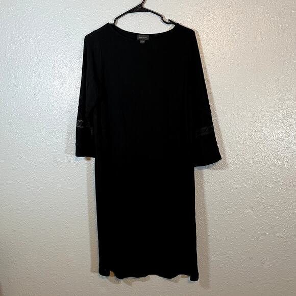 J Jill Small Wearever Collection Black Dress Long Sleeve Lace Midi Business - Picture 6 of 8